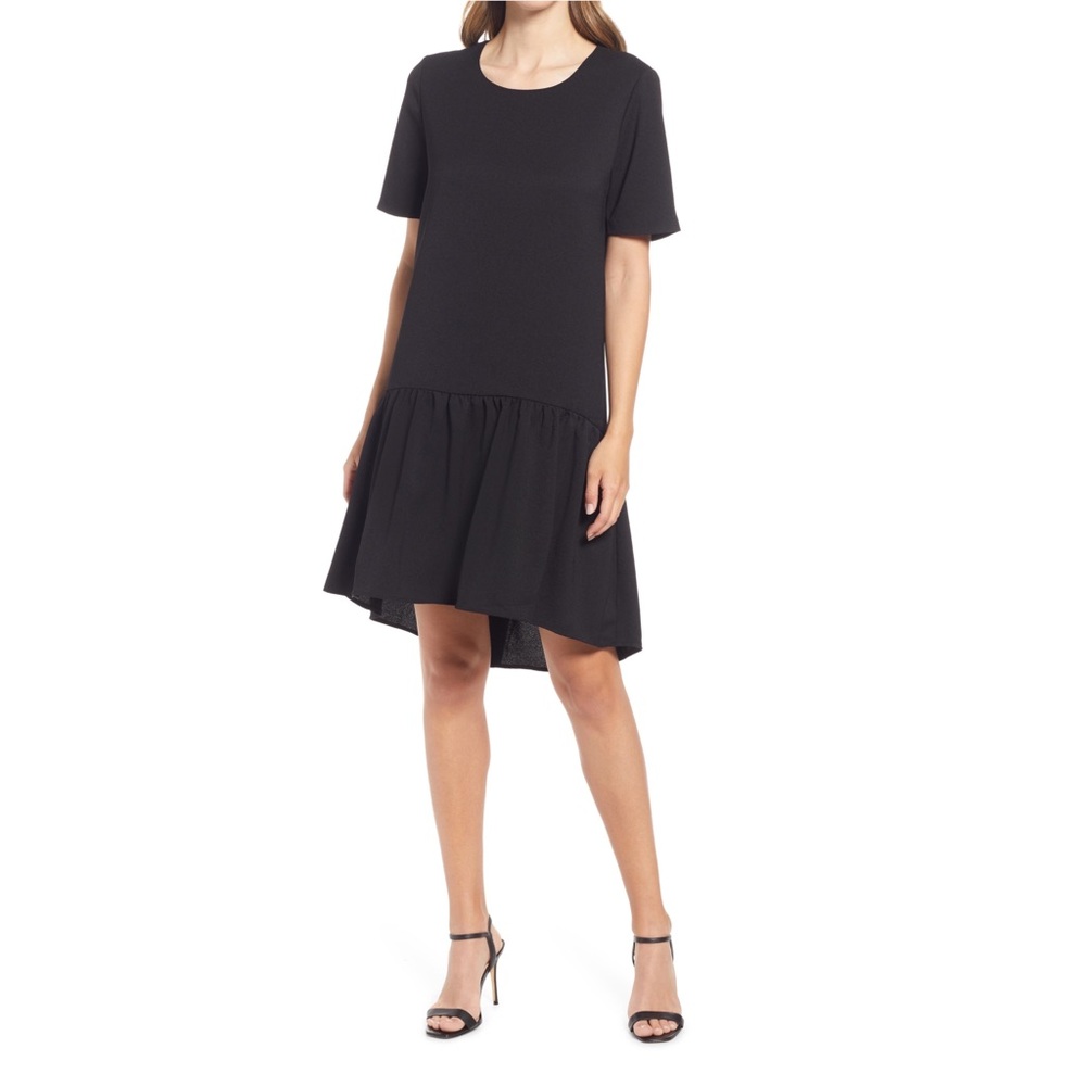 Charles Henry High/Low Knit Dress in Black at Nordstrom, Size Small